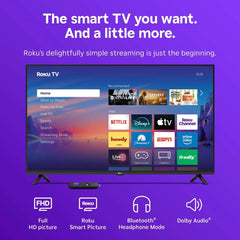 Roku 40" Select Series 1080p Full HD Smart Roku TV with Voice Remote Streaming Live Local News, Sports, & Movies