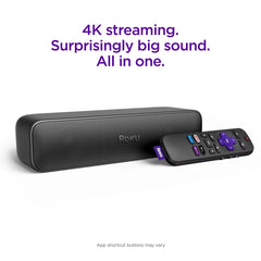 Roku Streambar SE 2-in-1 TV Soundbar with Built-in Streaming, Premium Speakers, & Enhanced Speech Clarity: 4K Resolution, Wi-Fi 5, Voice Assistant