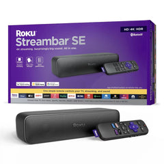 Roku Streambar SE 2-in-1 TV Soundbar with Built-in Streaming, Premium Speakers, & Enhanced Speech Clarity: 4K Resolution, Wi-Fi 5, Voice Assistant